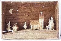 Bild: Streichholzschachtel-Landschaft mit Kirchlein und Pfarrhaus – Klick zum Vergrößern